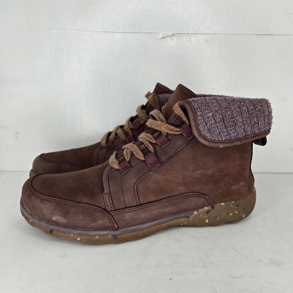 Chaco Barbary‎ Boots Womens 9 Brown Waterproof Leather Wool Lined Lace Up Chukka - Picture 4 of 10